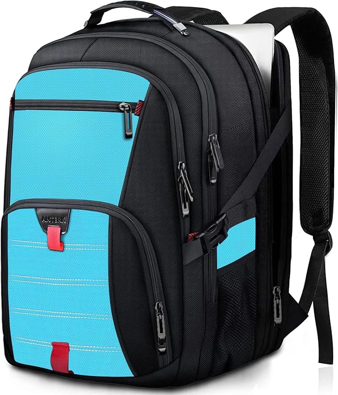 ANTERK Large Travel Laptop Backpack, 18.4 Inch Laptop Backpacks for Men Women, 55L Anti Theft Water Resistant College Bussiness TSA Airline Approved Work Computer Backpack, Lake Blue