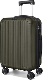 LIGHT FLIGHT Carry On Luggage 22x14x9 Airline Approved, Durable Hard Shell Carry On Suitcases with Wheels, Expandable Hardside Lightweight Travel Luggage with TSA Lock, Dark Green