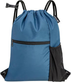 HOLYLUCK Men & Women Outdoor Sport Gym Sack Waterproof Drawstring Backpack Bag (Standard with drawstring, Cyan Blue)