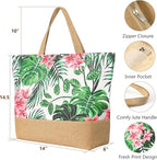 Trifabricy Beach Bag for Women, Large Beach Tote Bags with Zipper, Woven Straw Tote Waterproof, Swim Gym Shopping Travel Bag