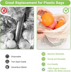 Pack of 3 Reusable Produce Bags Washable, 11x17 Inch Large Reusable Grocery Bags Heavy Duty Cotton Bag Produce Storage, Enhanced Closure Edge, Double Stitched, with Tare Weight