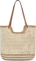 Pleneal Crochet Beach Bag, Summer Woven Tote Bag with Lining, Soft Purse Shoulder Bags for Vacation