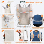 BECOJADDE 20L Small Hiking Backpack for Men Women Foldable Packable Back Pack Ultralight Hiking Daypack for Travel Camping Outdoor, Beige