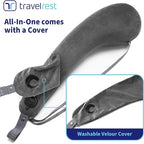 TRAVELREST All-in-One Travel Neck Support & Body Pillow - Airplane Pillow for Long Flight Comfort, Travel Essentials, Sleeping Accessories, Memory Foam, Headrest Support Seat for Car (Grey)