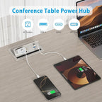 Table Power Outlet Hub PD20W USB-C Fast Charging Station, Recessed Outlet with 2AC Outlets and USB Ports for Conference Room Kitchen Countertop