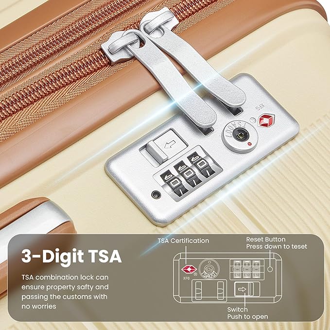 Hard Shell Luggage Sets 4 Piece with 360 Spinner Wheels,Lightweight Suitcase Set with TSA Lock,Travel Luggage Set with Telescoping Handle,Light and Strong,Easy to Clean (Apricot Cream)