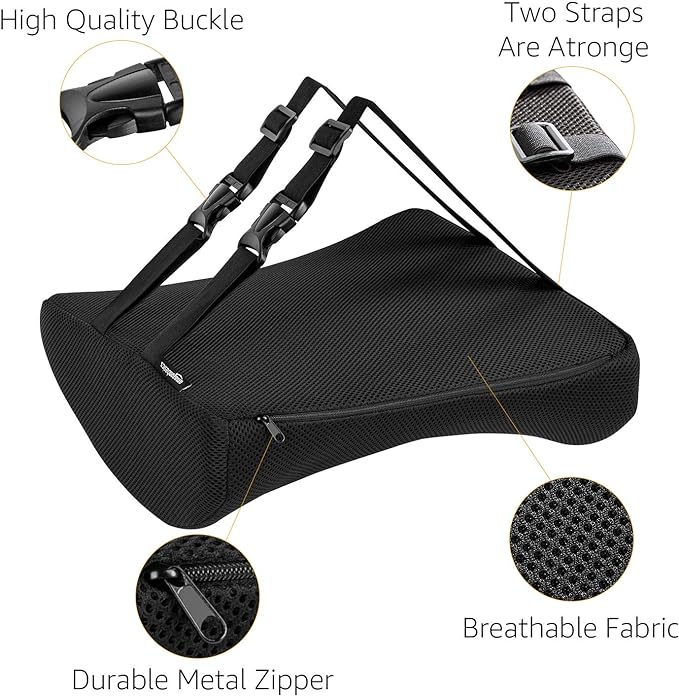 Amazon Basics Comfortable Seat Cushion & Lumbar Support for Office Chairs, Memory Foam with Cooling Gel, Non-Slip, Black