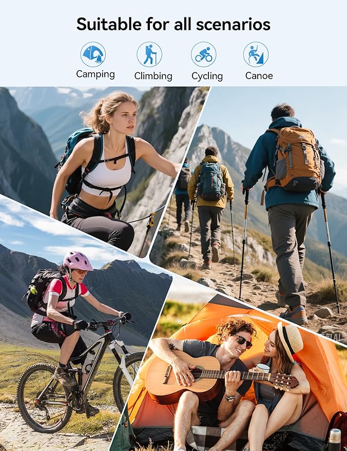 Solar-Charger-Power-Bank - 20000mah Solar Powered Battery Charger Cell Phone,20W Fast Charging Built in Cables,Camping Essentials Portable External Battery Pack Compatible with Multiple Devices
