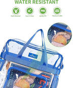 MAY TREE Clear Bag for Stadium Events 12×6×12 Clear Tote Lunch Bag with Reinforced Straps for Work, Sporting Events and Gym, Blue