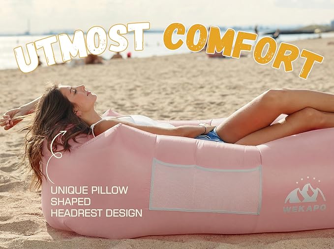 WEKAPO Inflatable Couch Air Lounger Chair - Camping & Beach Accessories, Portable Blow up Sofa for Hiking, Lawn, Indoor/Outdoor Movies & Music Festivals. Lightweight and Easy to Set Up Air Hammock