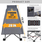 ABORON Camping Cot for Adult 28" Extra Wide, Heavy-Duty 1200D Oxford Cot for Sleeping, Portable Folding Camp Bed with Mat & Carry Bag