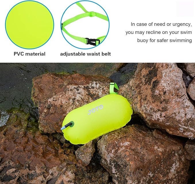 JOTO 2 Pack Swim Buoy Float for Open Water, Swimming Belt Bubble Safety Float with Adjustable Waist, Snorkeling, Swim Training, Triathletes, Kayaking