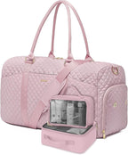 Women Weekender Travel Duffle Bag: Travel Duffel Overnight Bags with Shoe Compartment Large Carry on Tote with Toiletry Bag Weekend Traveling Yoga Gym Hospital Bag for Women with Wet Pocket 3 PCS Set