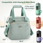 BAGSPRITE Coffee Maker Travel Bag Compatible with Keurig K-Mini Mate, Full Open Carrying Case with Quilted Padded Soft Microfiber, K--Cup Single Serve Coffee Maker Bag with Pod Organizer, Mug Pockets