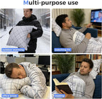 3 in 1 Travel Pillow Blanket Set with Removable Flannel Blanket Throw,Hand Warmer Pockets,Pillow (Color5, 50in*60in)