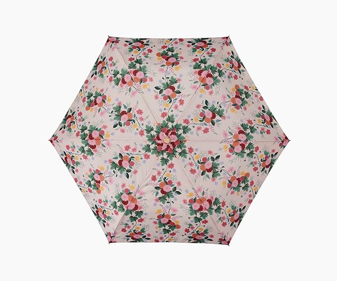 RIFLE PAPER CO. Umbrella, Matching Storage Sleeve, Portable, Auto Open and Close, Wooden Handle, Printed in Full Color