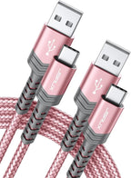USB-C to USB A Cable 3.1A Fast Charging [2-Pack 6.6ft], JSAUX iPhone 15 USB Type C Charger Cord Compatible with iPhone 15/15 Plus15 Pro/15 Pro Max, Samsung Galaxy S20 S10 S9, Note 20 10, LG G8 G7-Pink