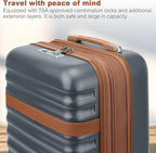 Kono Medium Sized Checked Luggage, 24 Inch Expandable with Spinner Wheels, TSA Lock, ABS + PC Lightweight Travel Suitcase with Larger Capacity and Lighter Weight, Grey Brown