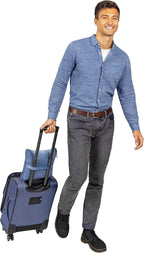BlueHills Premium Soft Plush Travel Blanket Pillow for Airplane Traveling Essentials in a Bag Flight Throw with Hand Luggage Belt Backpack Clip Compact Portable Plane Accessories Grayish Blue - T026