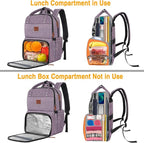 MATEIN Womens Backpack with Lunch Compartment, Fits 17 Inch Laptop Backpack, Water Resistant Cooler Backpack Tote Food Bag for Work College Travel Camping Picnic, (Purple)