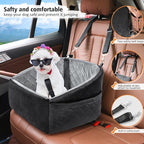 NEEZUKAR Dog Car Seat for Small Dogs,Detachable Washable Dog Booster Seat Under 30lbs, Pet Car Seat Travel Bed with Storage Pockets and Dog Safety Belt (Black/Grey)