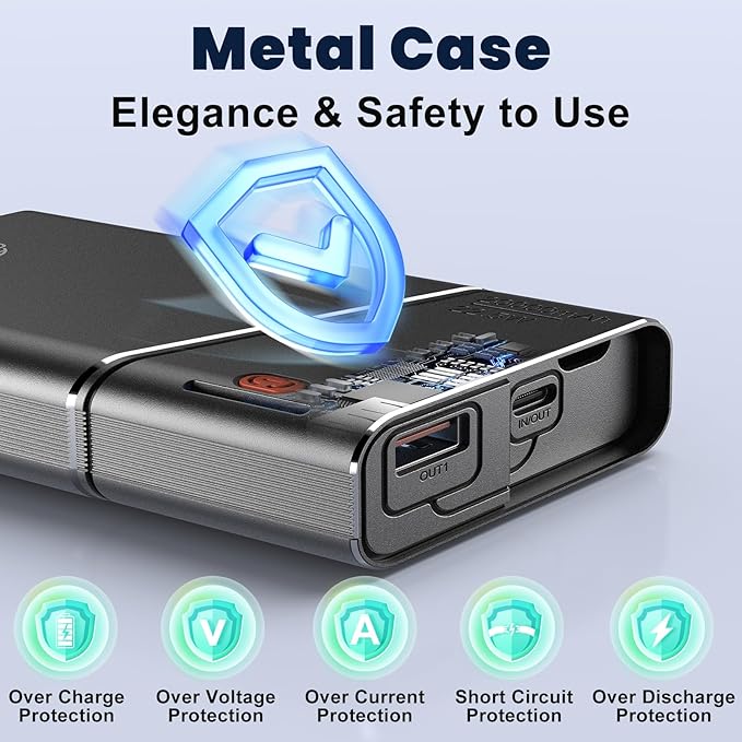 Portable Charger 20000mAh, 22.5W PD 3.0+QC 4.0 Super Fast Charging Power Bank, Cooler Aerospace Metal Case for iPhone 17 16 15 14, 13 Android iPad Samsung Google Tablet & More, Travel Essential