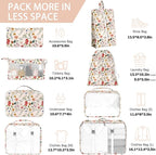 KPX 8 Set Packing Cubes for Travel, Luggage Packing Organizers Accessories Large Toiletries Bag for Clothes Shoes Cosmetics (Retro Flower)