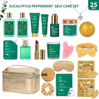25 Pcs Mother's Day Gift, Eucalyptus Bath & Body Gift Set for Women, Hydrating Skin Care Set, Spa & Self Care Gift, Cosmetic Bag, Necklace, Christmas, Birthday, Anniversary, Mom, Wife