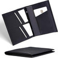 SlimFold Minimalist Passport Holder - Ultra-Thin Wallet Design with AirTag Slot, RFID Blocking - Holds 2 Passports with Magnet Closure for Secure Travel - Made in USA (Black w/Black Stitching)