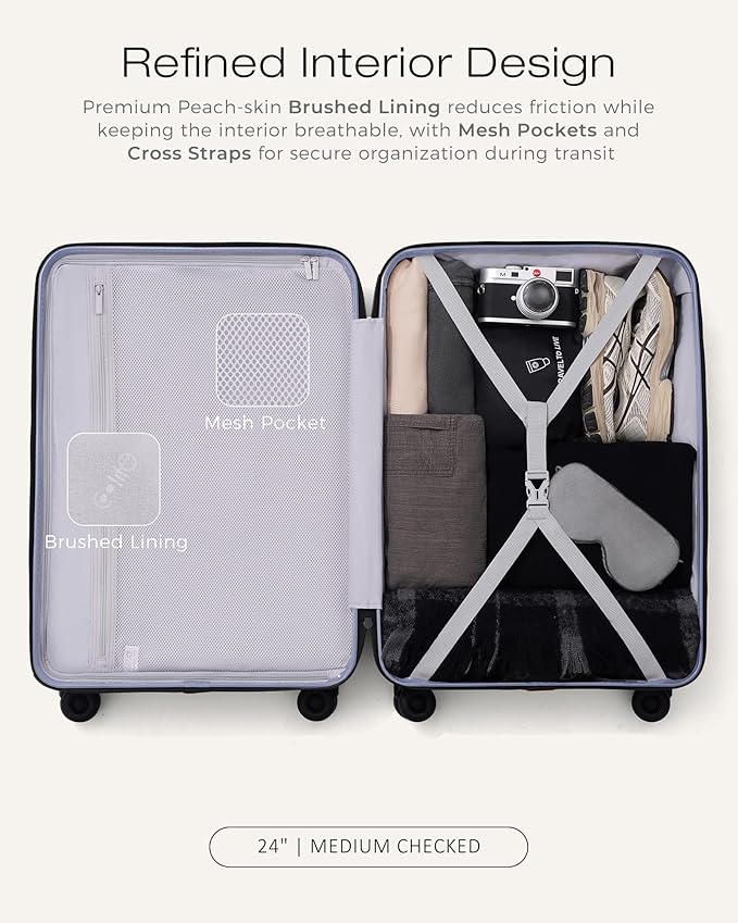 Coolife Luggage 3 Piece Set Hardside Upgraded Durable PC Lightweight Travel Suitcases with Dual Spinner Wheels & TSA Lock, 20'' Expandable Only (Light Purple, 3-Piece Set (20/24/28))