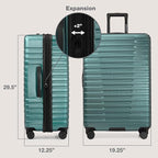 U.S. Traveler Boren Expandable Hardside Rugged Travel Luggage with 8 Spinner Wheels, Teal, Checked-Large 30-Inch