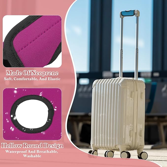 PATIKIL Luggage Handle Wrap for Suitcase, 2 Pcs Bright Color Neoprene Comfort Soft Handle Covers Luggage Identifiers for Bag Suitcase Tags Wraps Travel Accessories, Rose Red