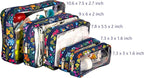 Remobia Hicol TSA Approved 5-Piece Diaper Bag Organizer Pouch Set Clear Waterproof TPU Kids Toiletry Storage Set Travel Packing Clutch Cube Bags for Baby Nursing(Flower)