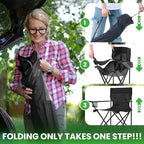 2 Pack Lightweight Folding Camping Chairs, Outdoor Lawn Beach Chair with Cup Holder & Carry Bag for Travel, Fishing, Picnic, Backyard, Hiking (Black, Medium)