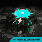 360 Electrical PowerHubXL 5-Outlet Heavy-Duty Outdoor Adapter, Aqua/Grey