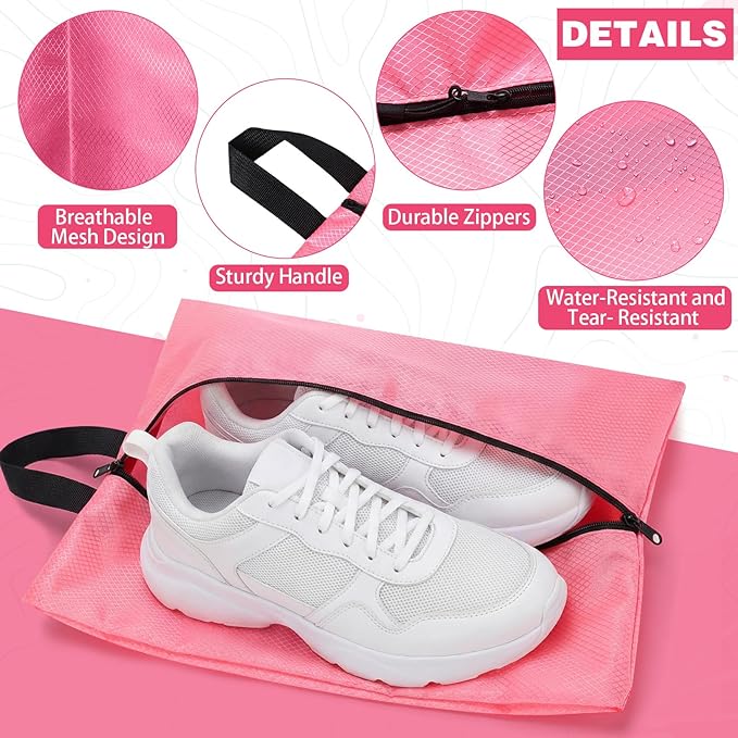 6 Pcs Travel Shoe Bags with Zipper Nylon Portable Waterproof Suitcase Shoe Organizer Packing for Golf(L,Purple)
