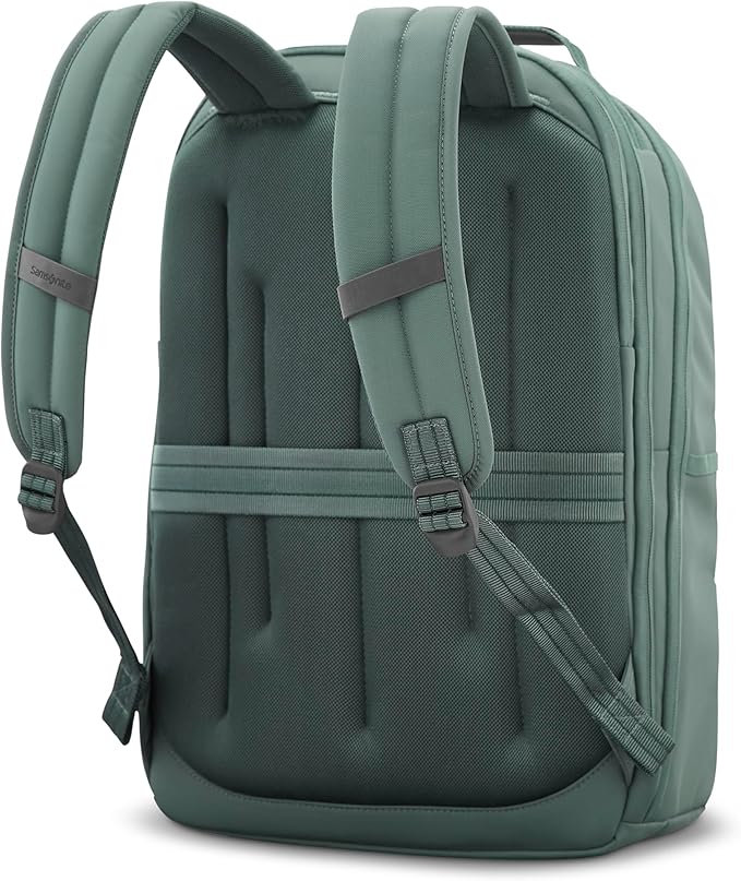 Samsonite Elevation Plus Backpack - Recyclex® RPET Body Fabric With Quick-Access Stash Pocket - Expands 1.5inches - AirTag™ Holder - Laptop Pouch - Cypress Green