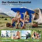 VTOY Portable Camping Chair with Canopy - Folding Chair with Canopy, Durable 600D Oxford Canopy Chair for Camping, Beach, Picnics, Fishing & Sports