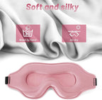 Sleep Eye Mask for Men Women, Sleeping Mask for Side Sleeper, Travel Blackout Night Blindfold Eye Shade Cover with Adjustable Strap (Pink)