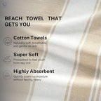 Cotton Turkish Beach Towel with Towels Oversized 36"x72" Pool Absorbent Extra Large Quick Dry Sand Travel Towel (Beige, 2 Pack)
