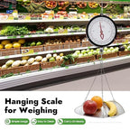 22LBS Double Sided Dial Hanging Scale, Mechanical Hanging Scale with Scoop/Chain, Portable Handheld Scale Commercial Household Weighing Scales for Supermarkets Farm Kitchen (Red/Black)