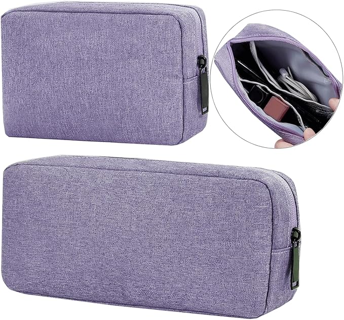 CAAORDKSO Electronics Organizer Travel Case, Water Resistant Cable Organizer Bag for Cable, Cord, Charger, Phone, Power Bank, Earphone, Electronics Accessories (Big-Purple)