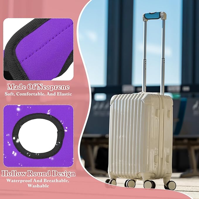 PATIKIL Luggage Handle Wrap for Suitcase, 2 Pcs Bright Color Neoprene Comfort Soft Handle Covers Luggage Identifiers for Bag Suitcase Tags Wraps Travel Accessories, Purple