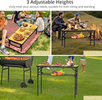 Anbte 3ft Camping Table Foldable with Storage Net and Bag, 3 Adjustable Heights High 27.5" Aluminum Camping Table Portable, for Outdoor Indoor Backyard BBQ Cooking Party Picnic Beach, Light Oak Grain