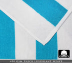 COTTON CRAFT Oversized Beach Towel - 2 Pack 35 x 70 inches XL Beach Towel - 100% Cotton Velour - Big & Huge - Thick Plush 450 GSM Super Soft Luxury Towel - Pool Picnic Bath - Cabana Stripe Aqua