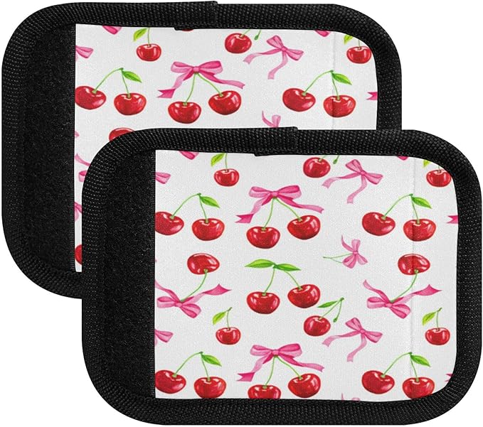 2 Pack Cherry Luggage Handle Wrap, Detachable Luggage Tag, Neoprene Suitcase Wrap with Comfort Grip & Bright Identifier for Suitcase, Travel Bag, Sports Bag
