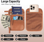 Sizobi Neck Wallet for Traveling Women Men, RFID Blocking Leather Passport Holder Travel Pouch, Family Travel Document Organizer Passport Wallets,International Travel Must Haves Travel Accessories