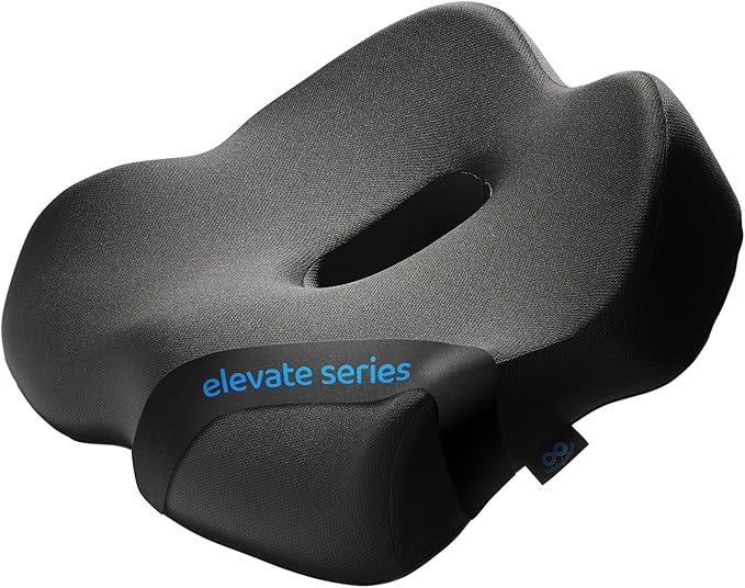 Everlasting Comfort Doctor Recommended Memory Foam Seat Cushion for Office Chairs & Car - Ergonomic Office Desk Accessories - Cushions for Tailbone Pain Relief, Sciatica