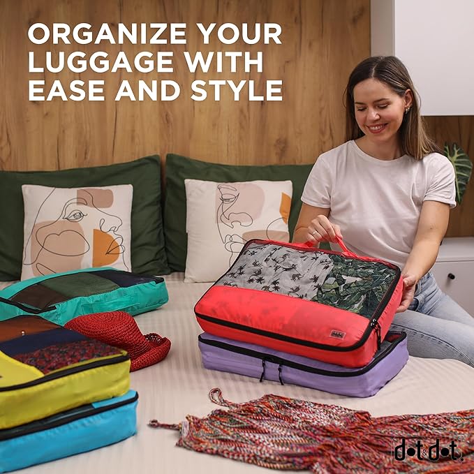 Large Packing Cubes for Travel - 5pc Packing Cubes for Suitcases - Lightweight Luggage Organizer Bags (Compression)