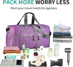 Dimayar 85L Travel Duffle Bag for Men Women - Foldable Duffel Bag with Shoes Compartment - Overnight Bags Waterproof & Tear Resistant(Purple)